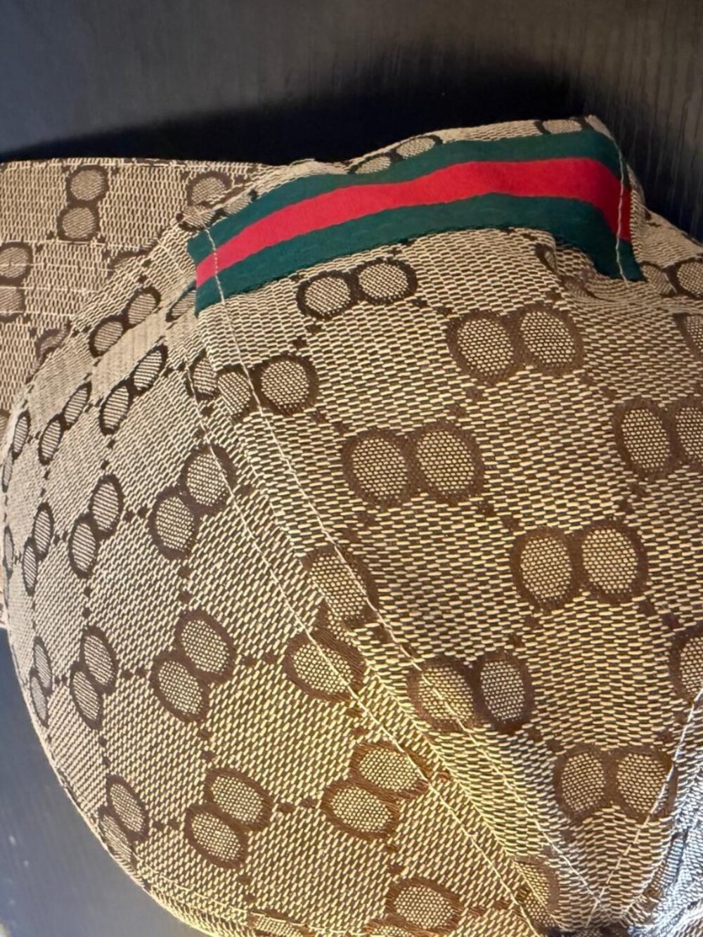 New Tan Brown Pattern Baseball Cap – Green & Red Stripe - Picture 5 of 8